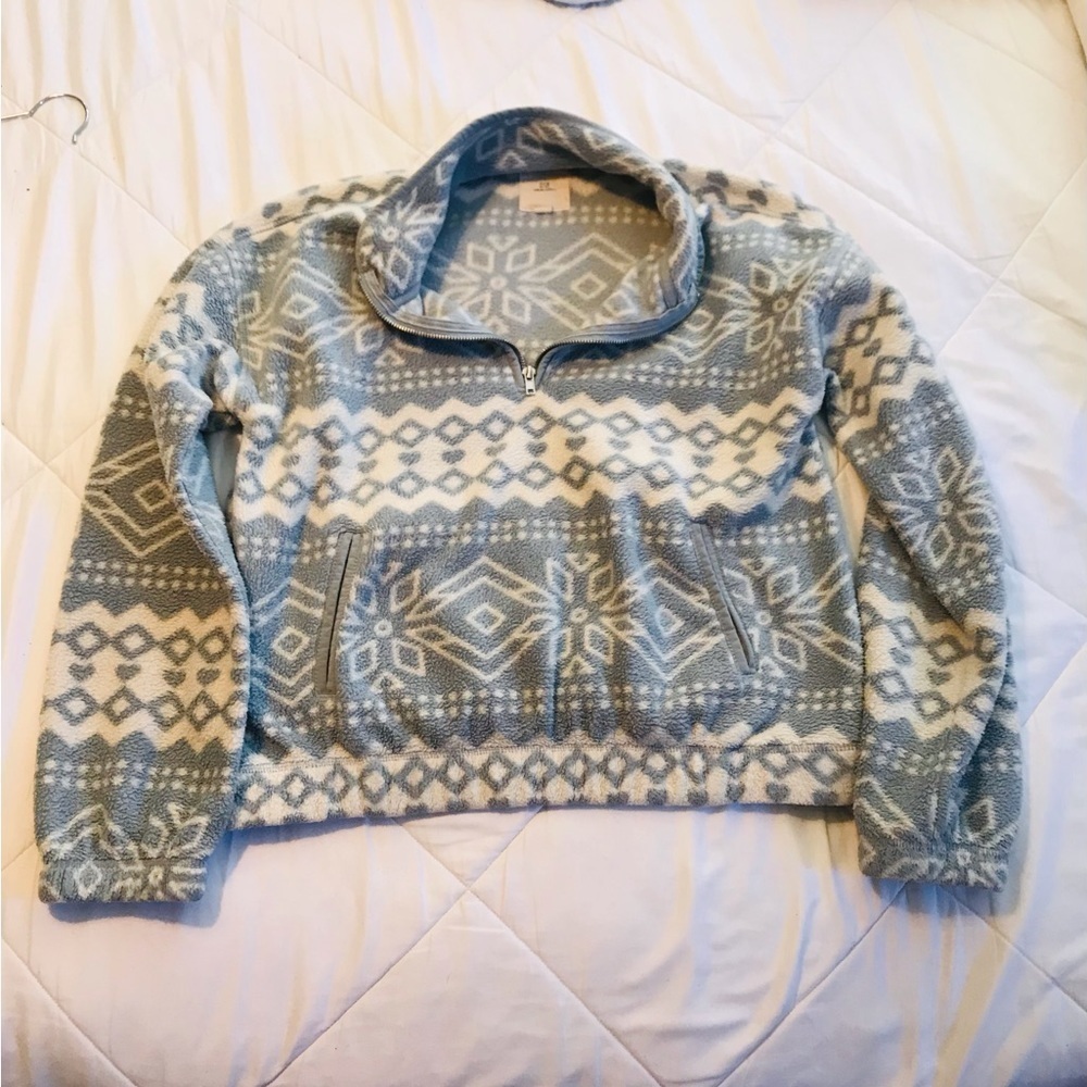 Thread and Supply Fleece Jacket Pullover with Zipper Sky Style